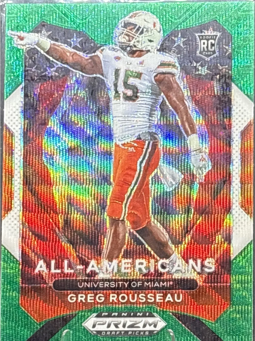 Panini Prizm Greg Rousseau Rookie Trading Card - Green Prizm